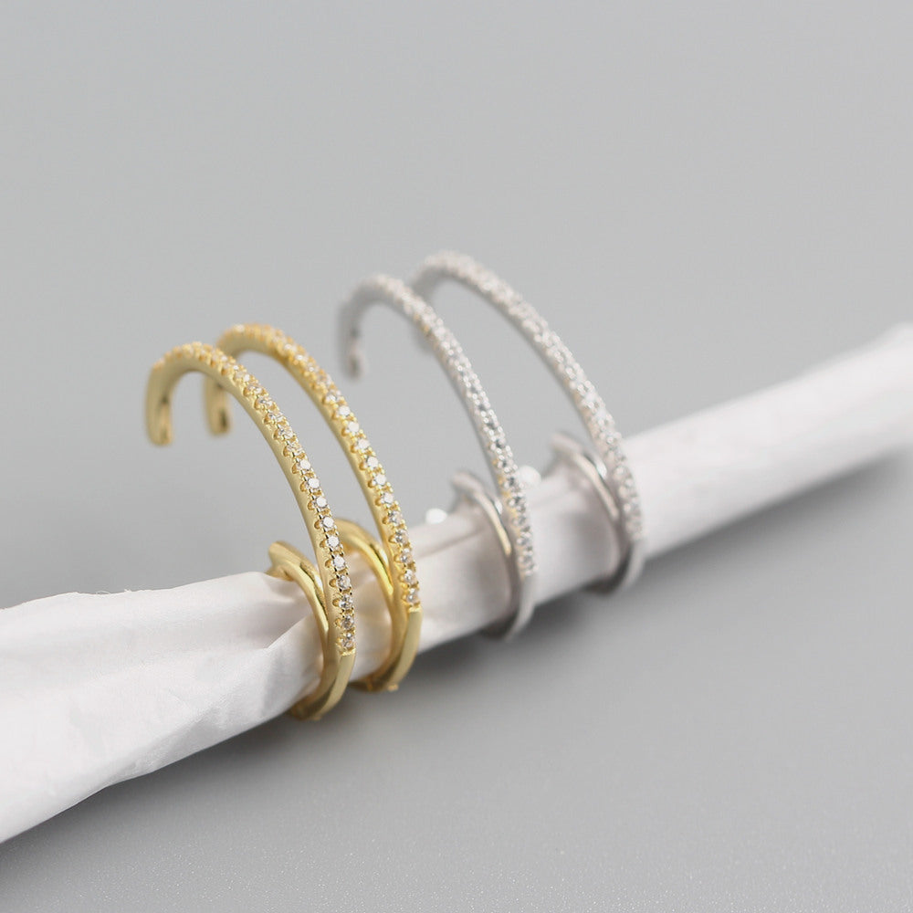 Orecchini a cerchio da donna Sweet Streetwear in argento sterling 925 con zirconi cubici rotondi intarsiati