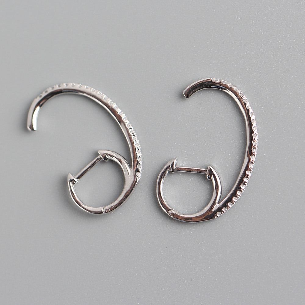 Orecchini a cerchio da donna Sweet Streetwear in argento sterling 925 con zirconi cubici rotondi intarsiati