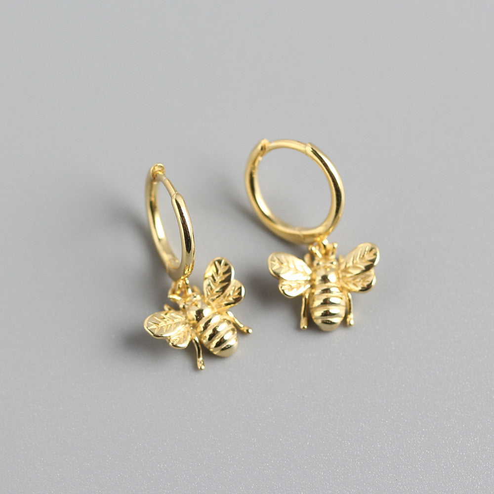 Orecchini a Cerchio a Forma di Ape in Argento Sterling 925 per Donne