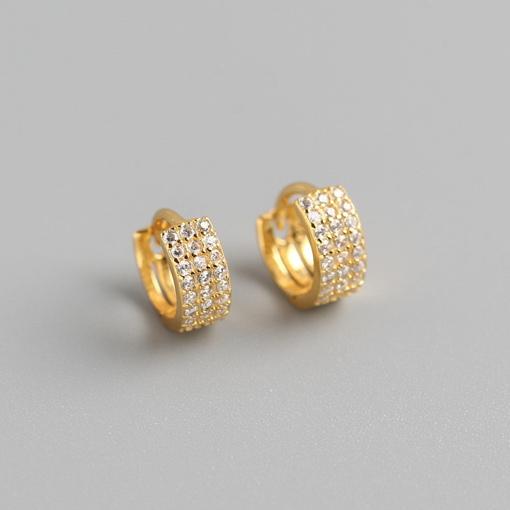 Orecchini a cerchio larghi in argento sterling 925 minimalisti, geometrici rotondi, con micro-intarsio di zirconi cubici