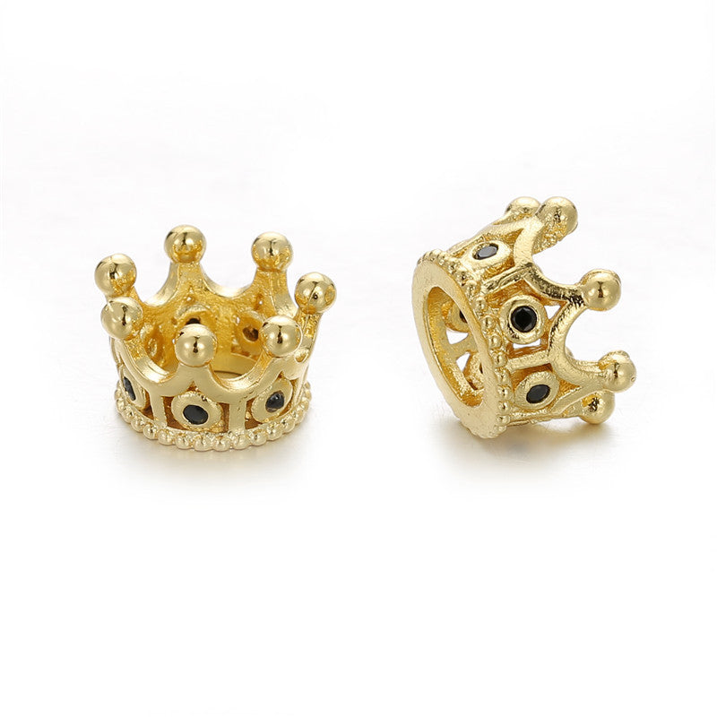 Minimalist Micro Inlaid Cubic Zirconia Crown Round Hole Charm Bar Brass Plated DIY Jewelry Accessories