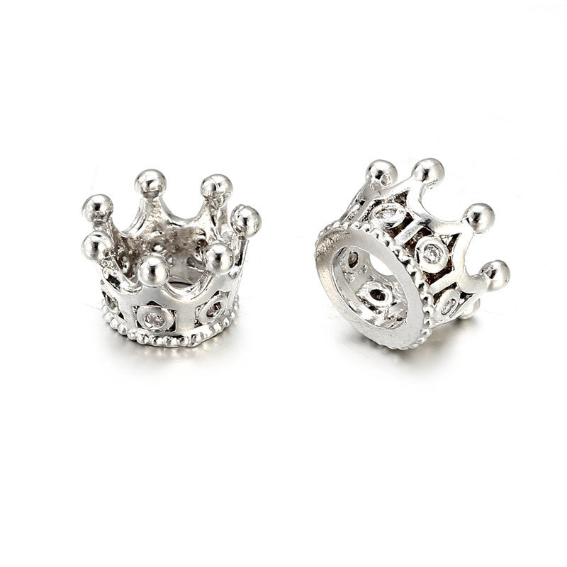 Minimalist Micro Inlaid Cubic Zirconia Crown Round Hole Charm Bar Brass Plated DIY Jewelry Accessories