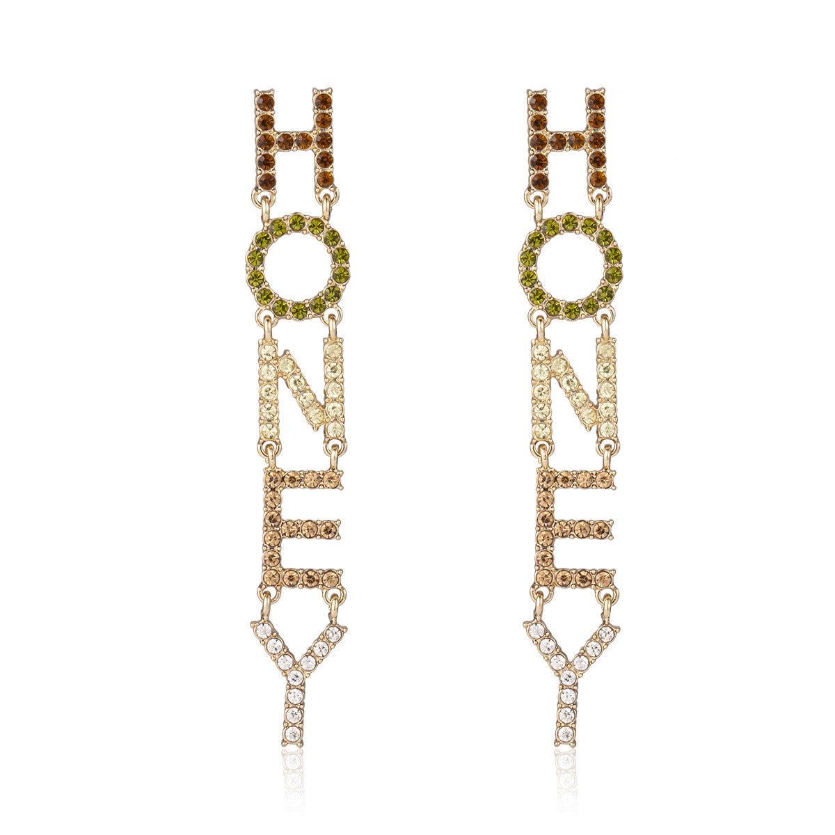 Minimalist Alloy Geometric Letter HONEY Drop Earrings with Tassels