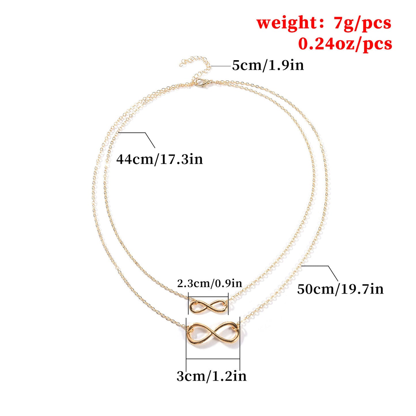 Minimalist Lucky Number 8 Double Layer Short Necklace for Women Alloy Pendant Chain Jewelry