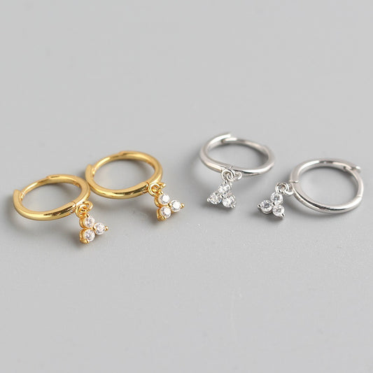 Pendientes de Tachuela Geométricos con Diamantes en Plata de Ley 925 Elegantes y Minimalistas para Mujer