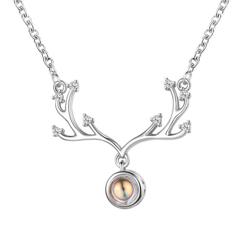Collana Corno di Cervo Catena Sottile Ramata Ciondolo Minimalista Regalo Festivo di Natale