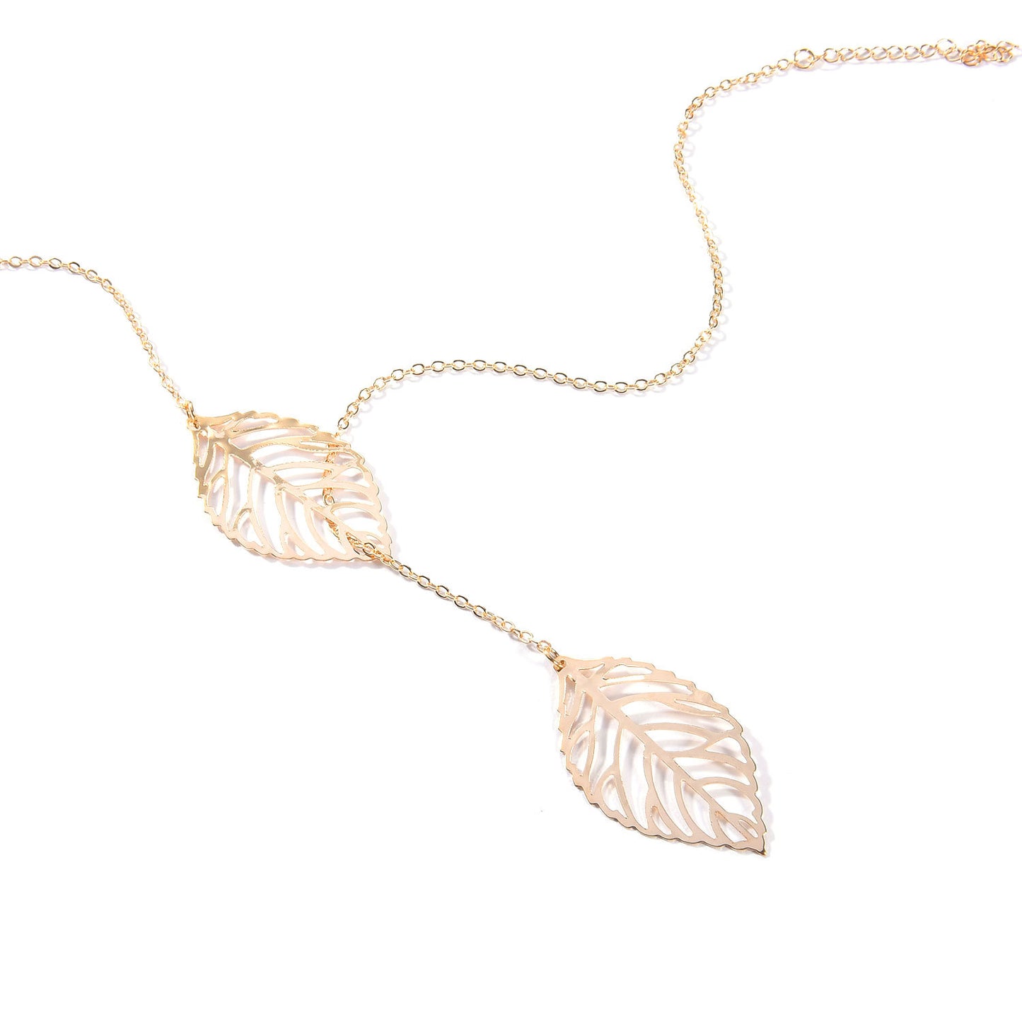 Minimalist Nature Inspired Metal Leaf Pendant Necklace for Women Short Clavicle Chain with Cross Link Design