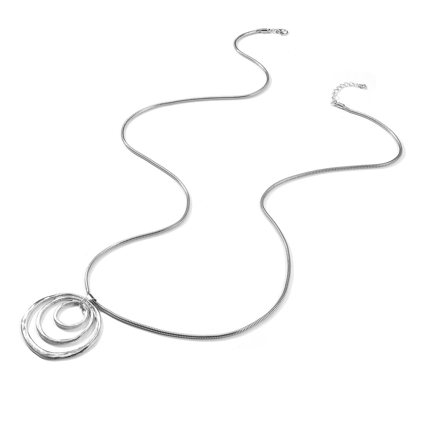 Vintage Fashion Circle Pendant Necklace for Women Alloy Snake Chain Sweater Necklace