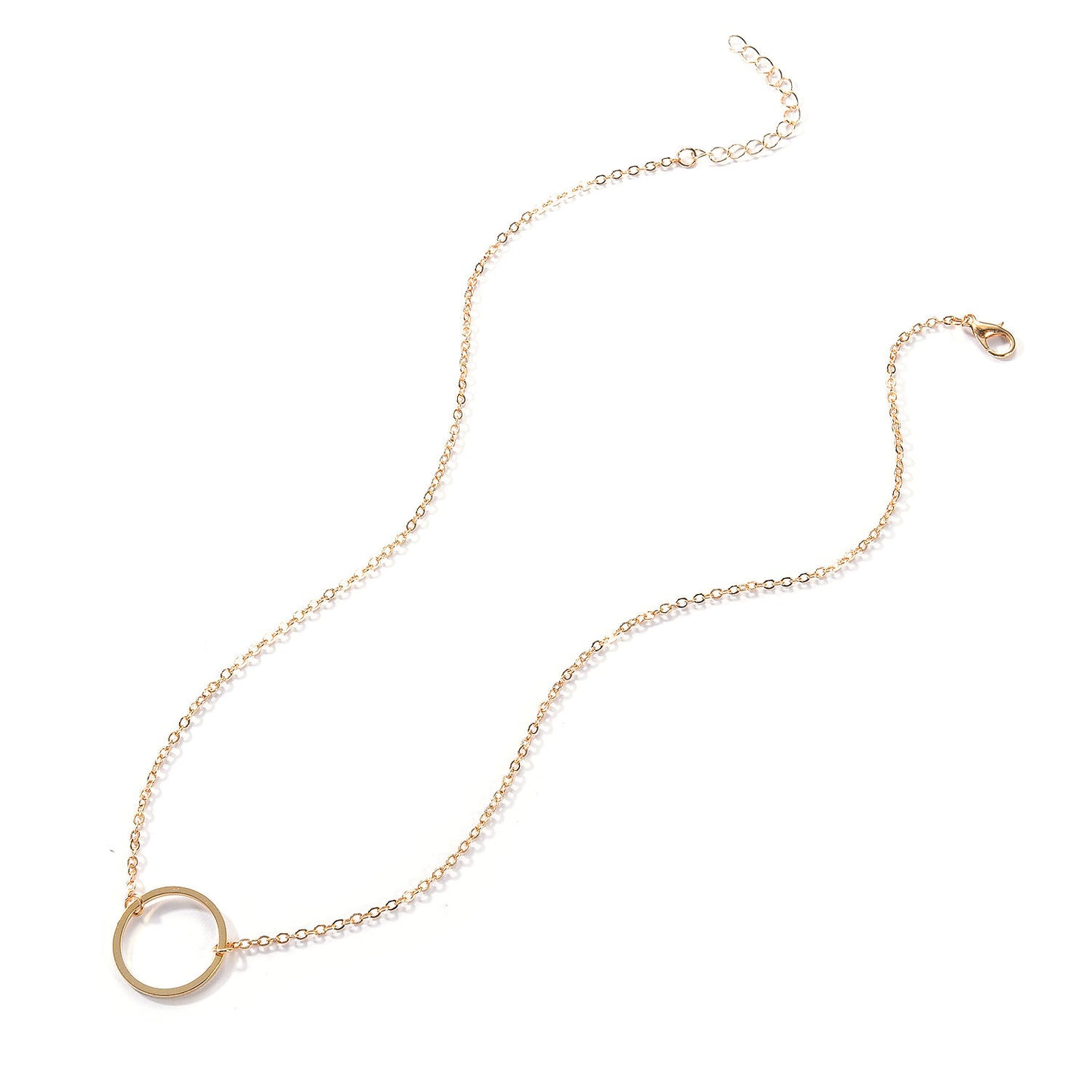 Minimalist Circle Pendant Necklace for Women Alloy Snake Chain Short Clavicle Necklace