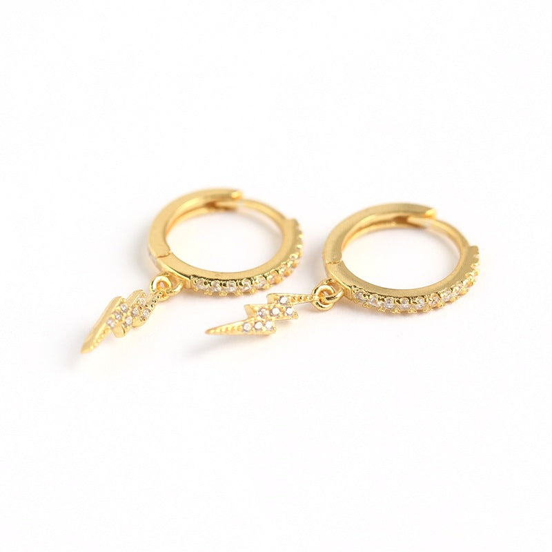 Orecchini a perno Sweet Punk da donna in argento sterling 925 con fulmine e zirconi cubici