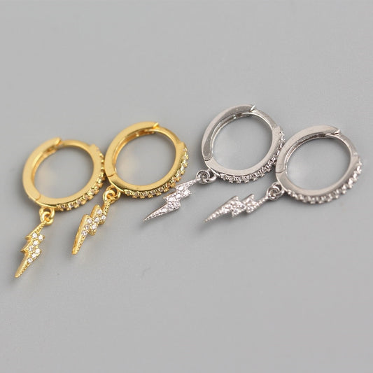 Pendientes de rayo de plata de ley 925 Sweet Punk con circonitas cúbicas para mujer
