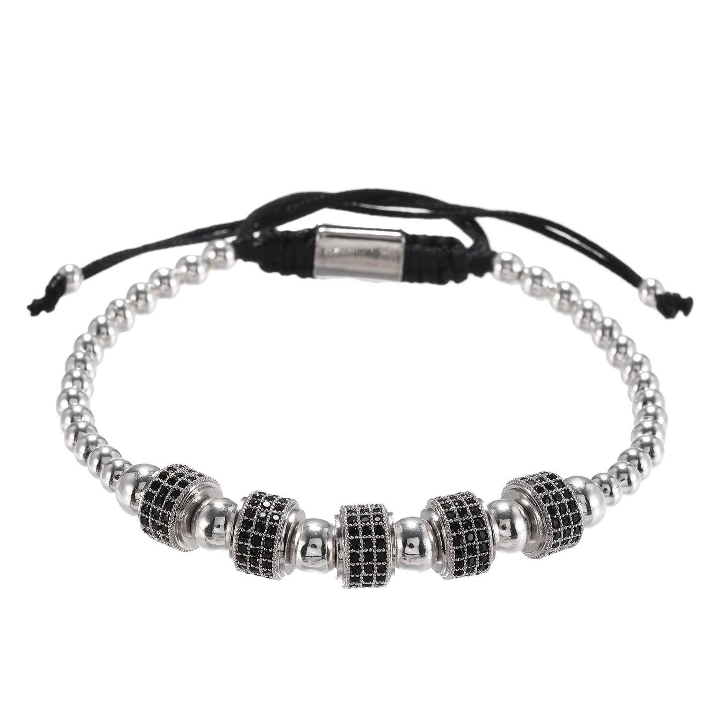 Punk Brass Cubic Zirconia Geometric Woven Beaded Bracelet