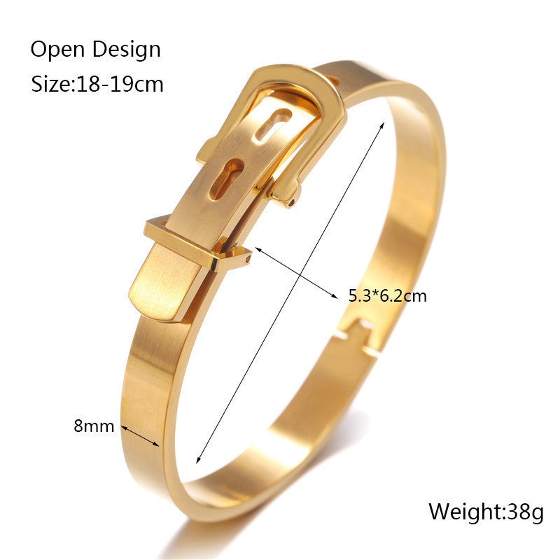 Streetwear Geometric Titanium Steel PVD Adjustable Buckle Bracelet