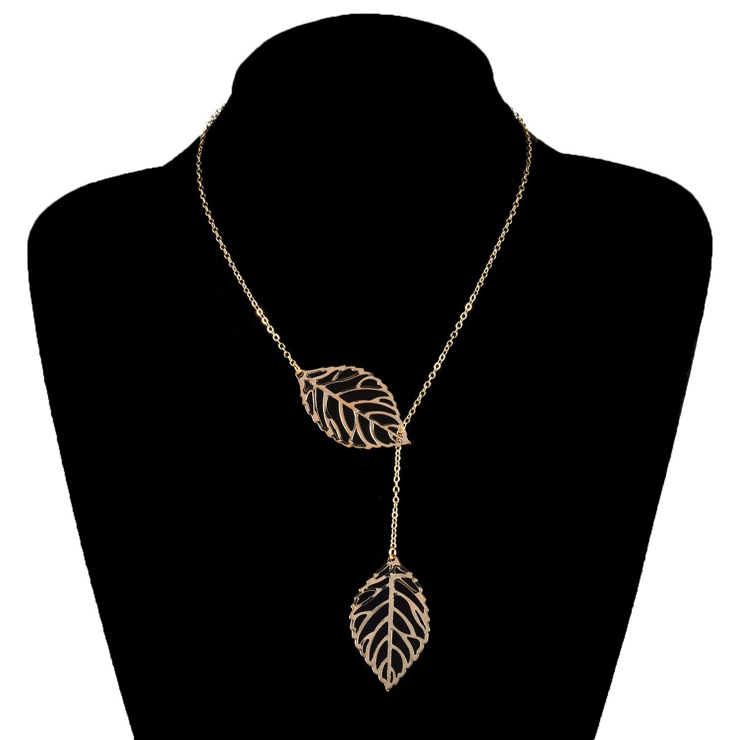 Minimalist Nature Inspired Metal Leaf Pendant Necklace for Women Short Clavicle Chain with Cross Link Design