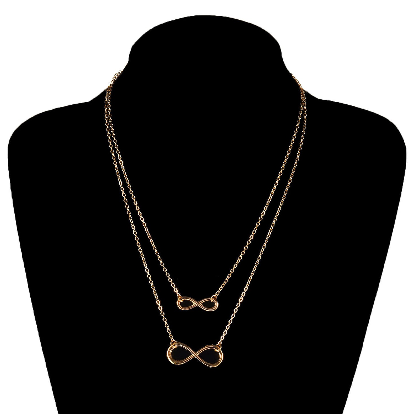 Minimalist Lucky Number 8 Double Layer Short Necklace for Women Alloy Pendant Chain Jewelry
