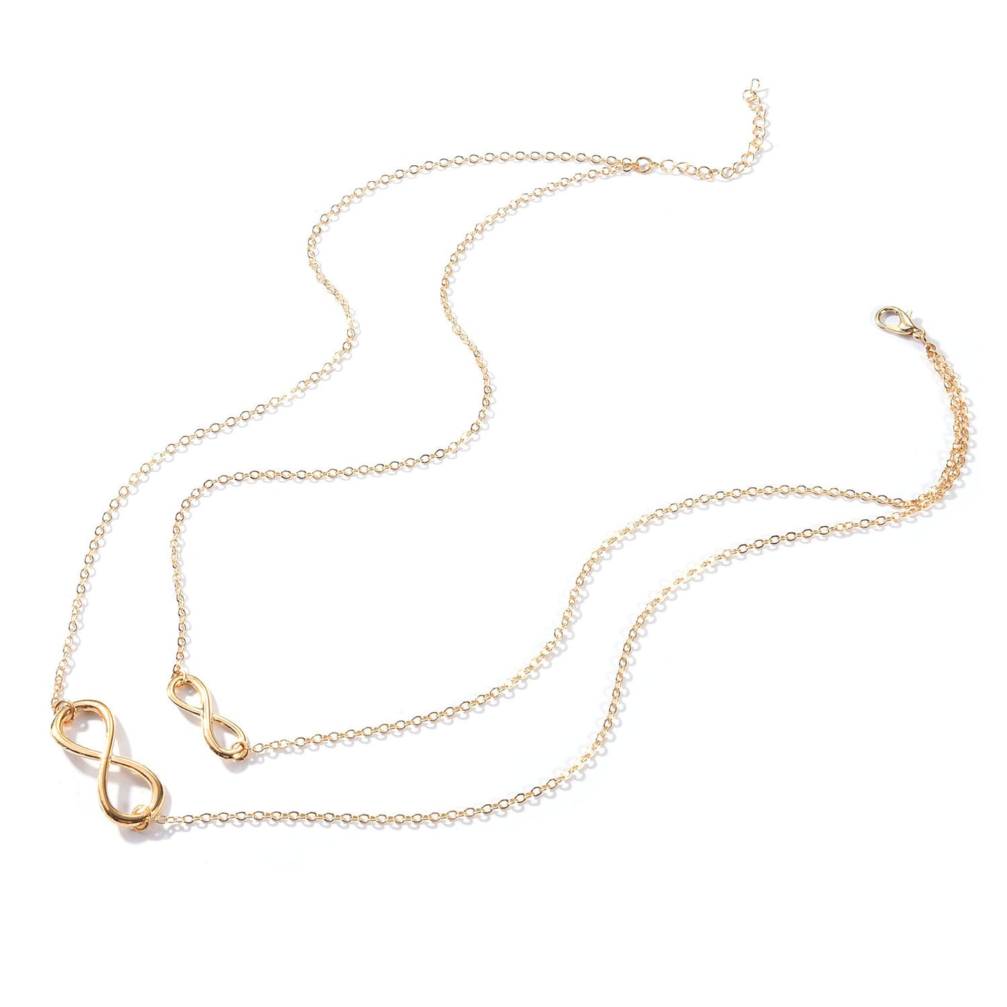 Minimalist Lucky Number 8 Double Layer Short Necklace for Women Alloy Pendant Chain Jewelry
