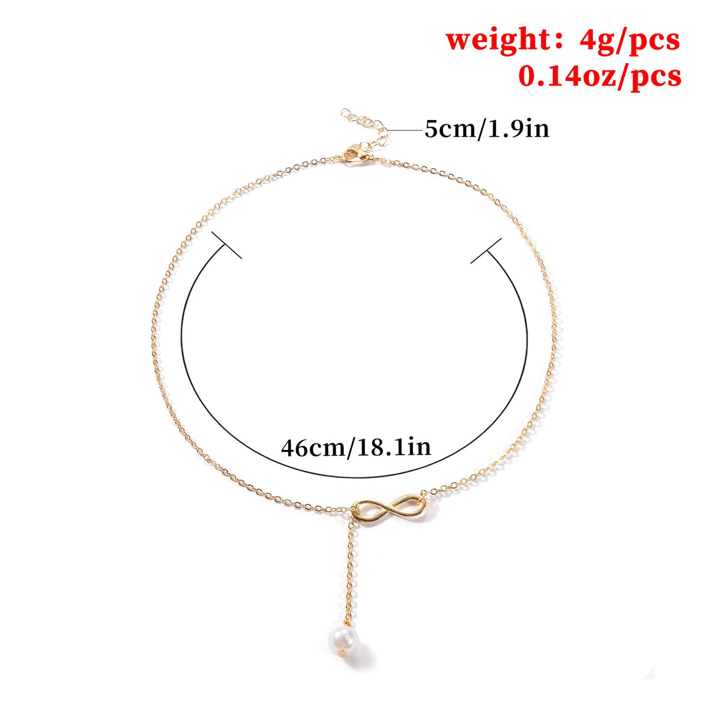 Fashion Pearl Short Clavicle Necklace with Lucky Number 8 Pendant for Women Minimalist Jewelry