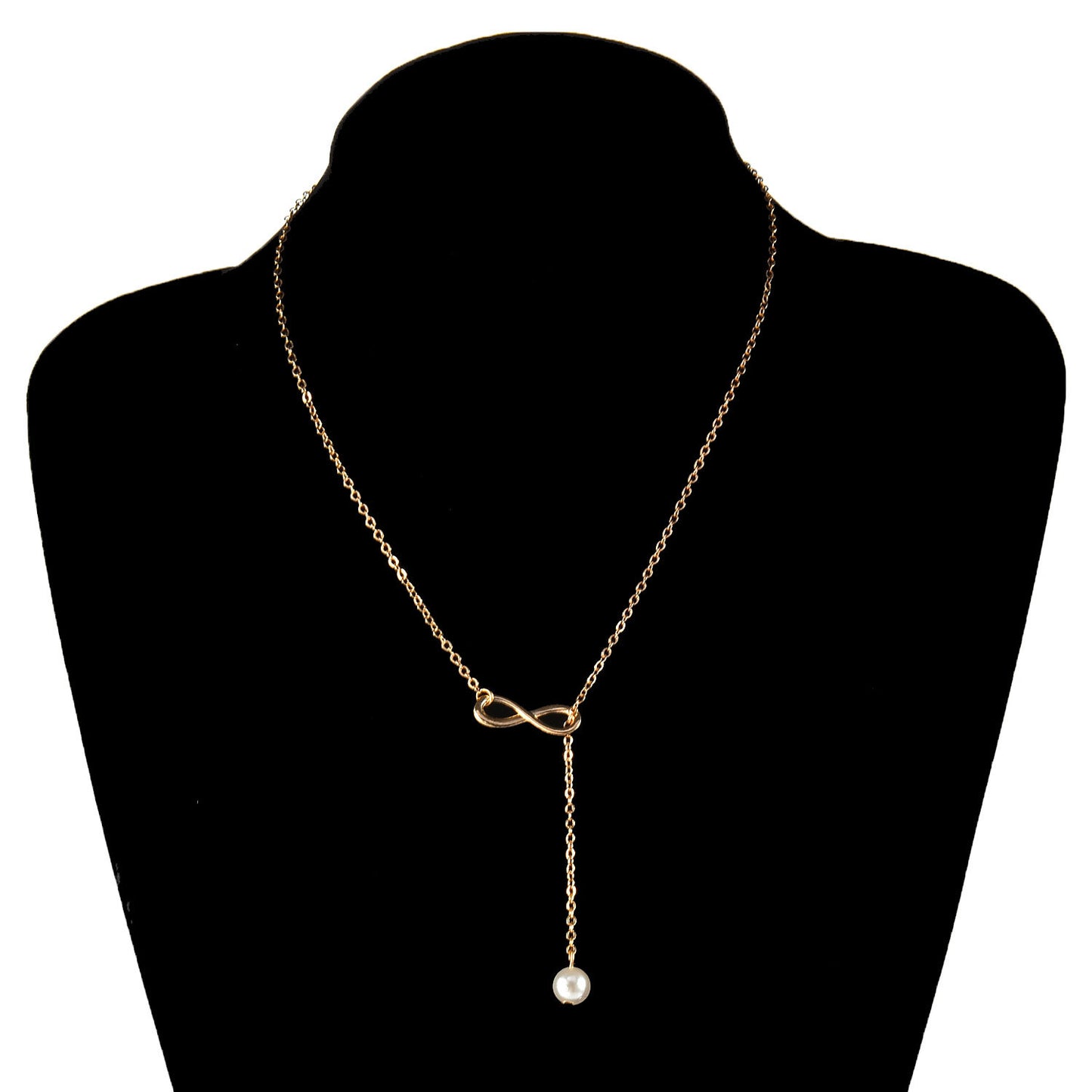Fashion Pearl Short Clavicle Necklace with Lucky Number 8 Pendant for Women Minimalist Jewelry
