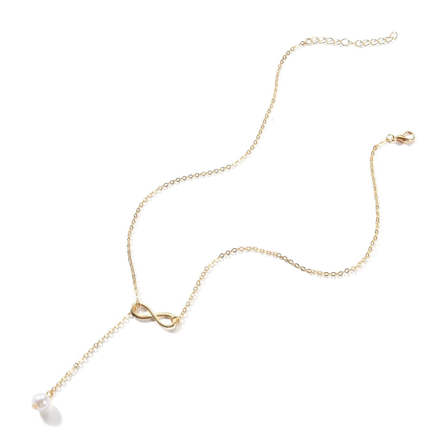Fashion Pearl Short Clavicle Necklace with Lucky Number 8 Pendant for Women Minimalist Jewelry