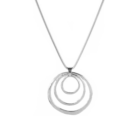 Collana vintage con pendente circolare da donna, con catena a serpente in lega per maglione