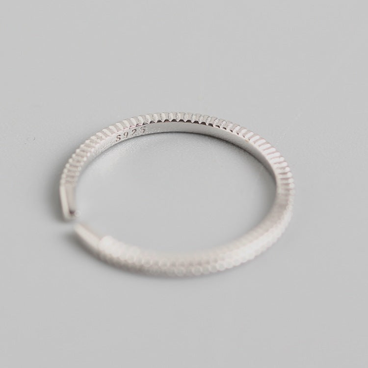 Minimalist 925 Sterling Silver Geometric Polished Ring for Women Adjustable Open Band