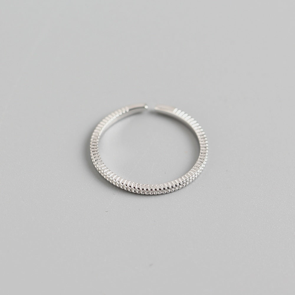 Minimalist 925 Sterling Silver Geometric Polished Ring for Women Adjustable Open Band