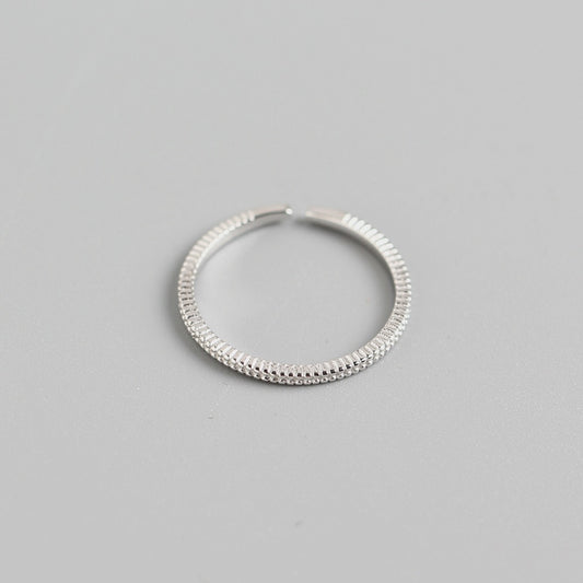 Minimalist 925 Sterling Silver Geometric Polished Ring for Women Adjustable Open Band