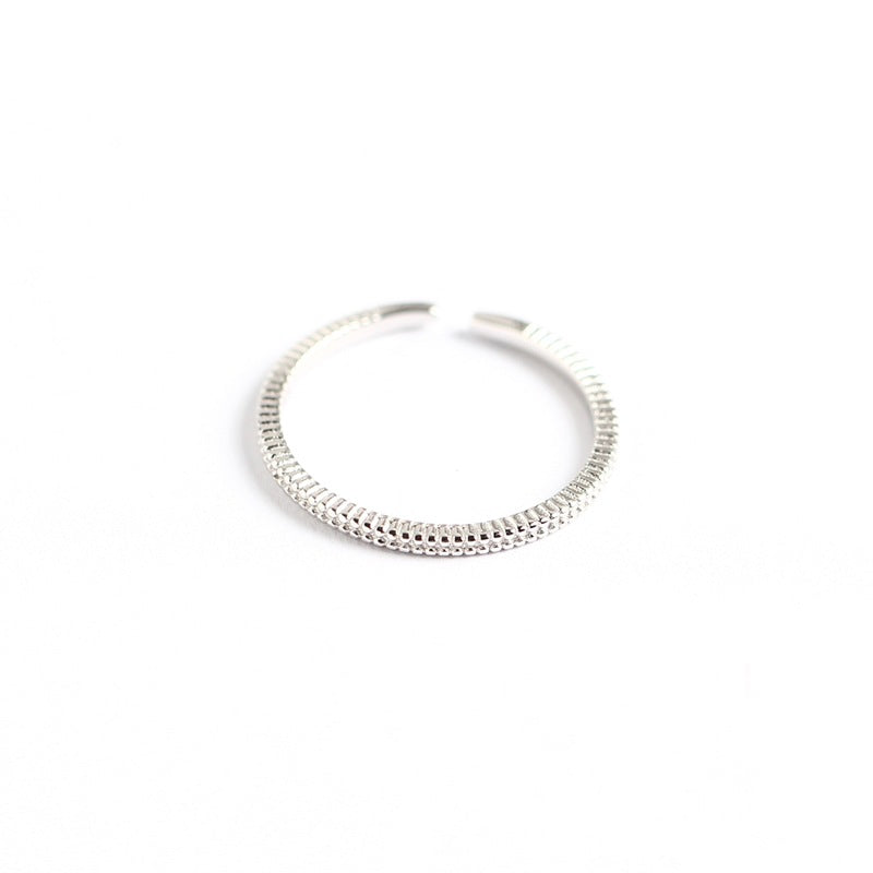 Minimalist 925 Sterling Silver Geometric Polished Ring for Women Adjustable Open Band