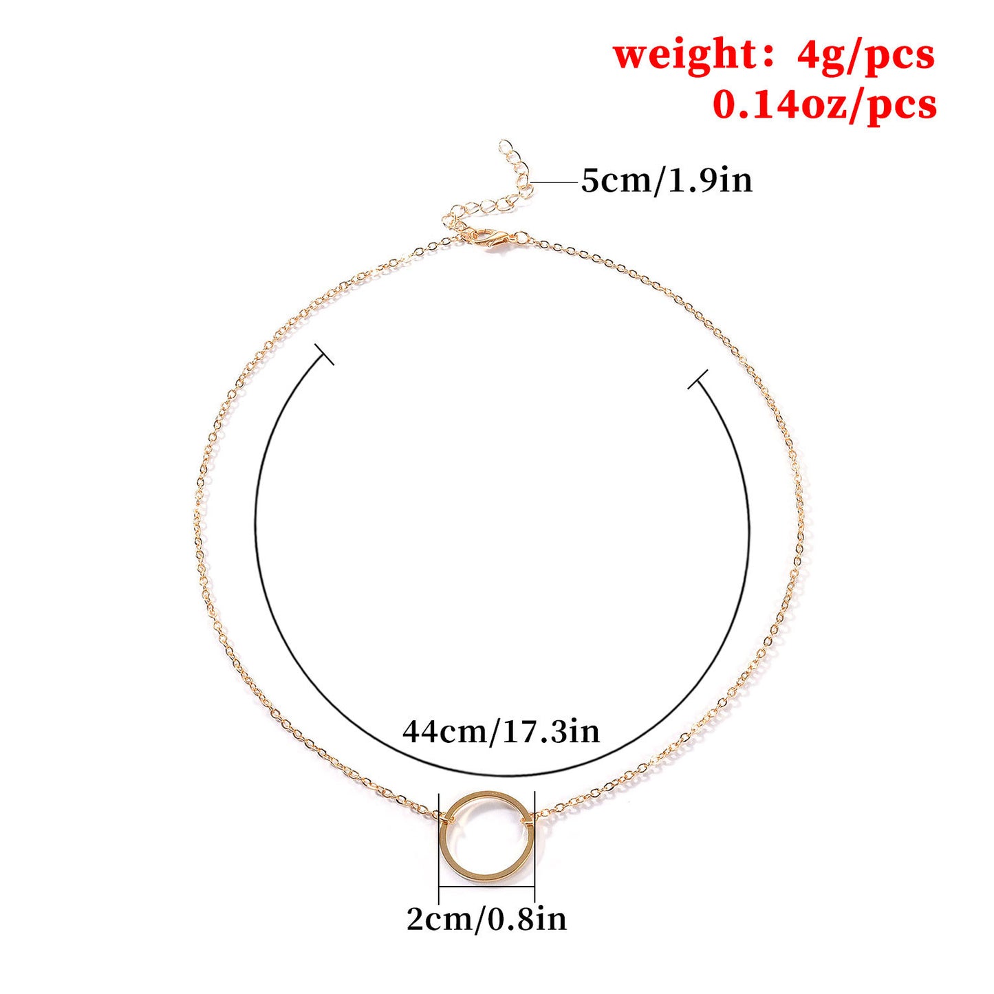 Minimalist Circle Pendant Necklace for Women Alloy Snake Chain Short Clavicle Necklace