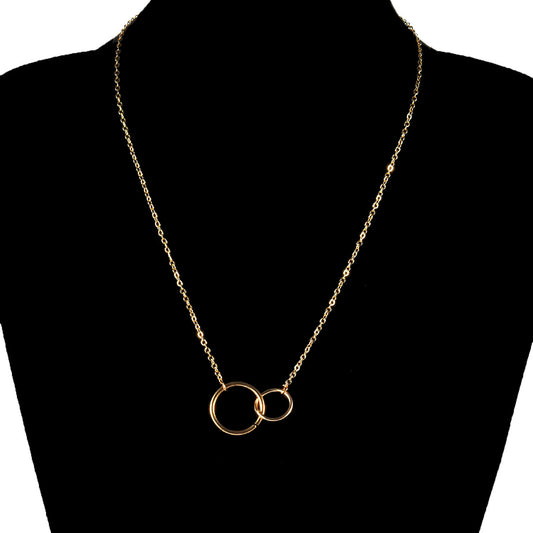 Collar corto para mujer con doble aro metálico de aleación con acabado chapado