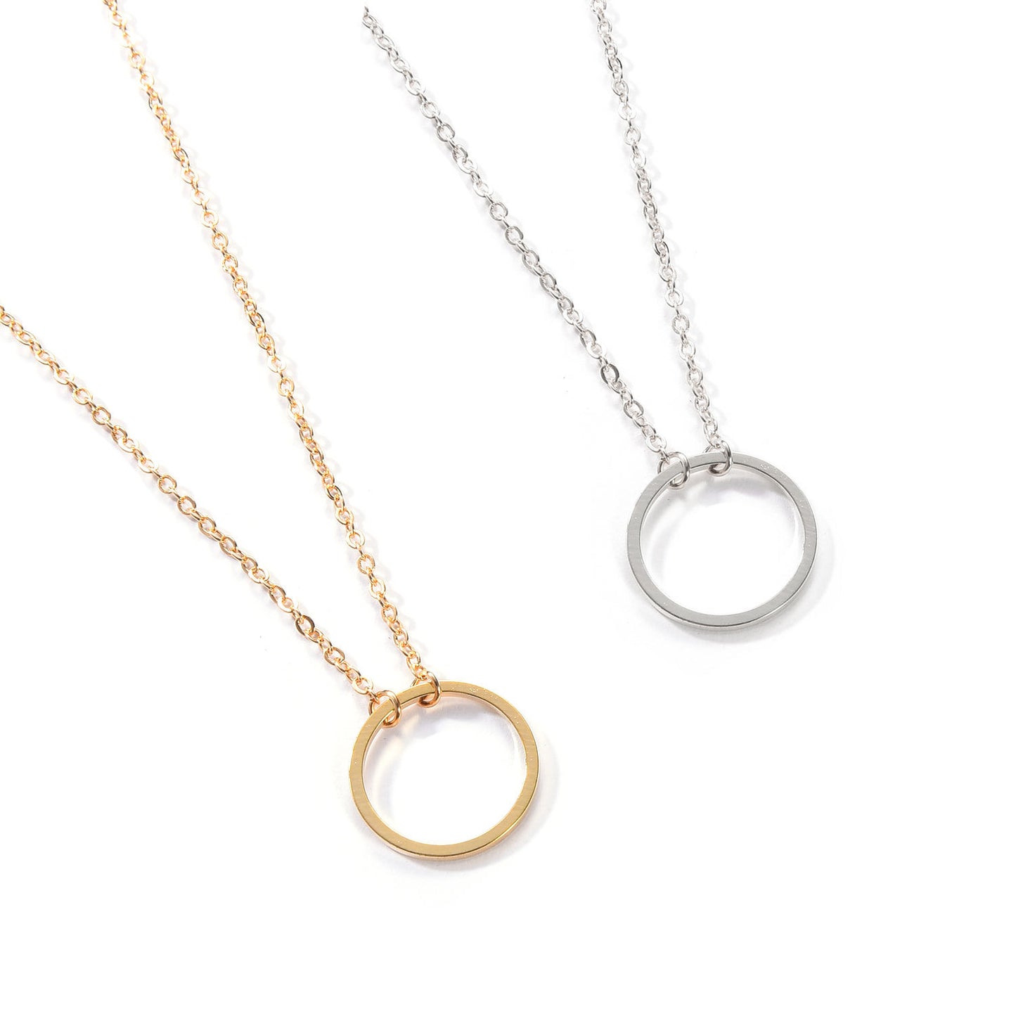 Minimalist Circle Pendant Necklace for Women Alloy Snake Chain Short Clavicle Necklace