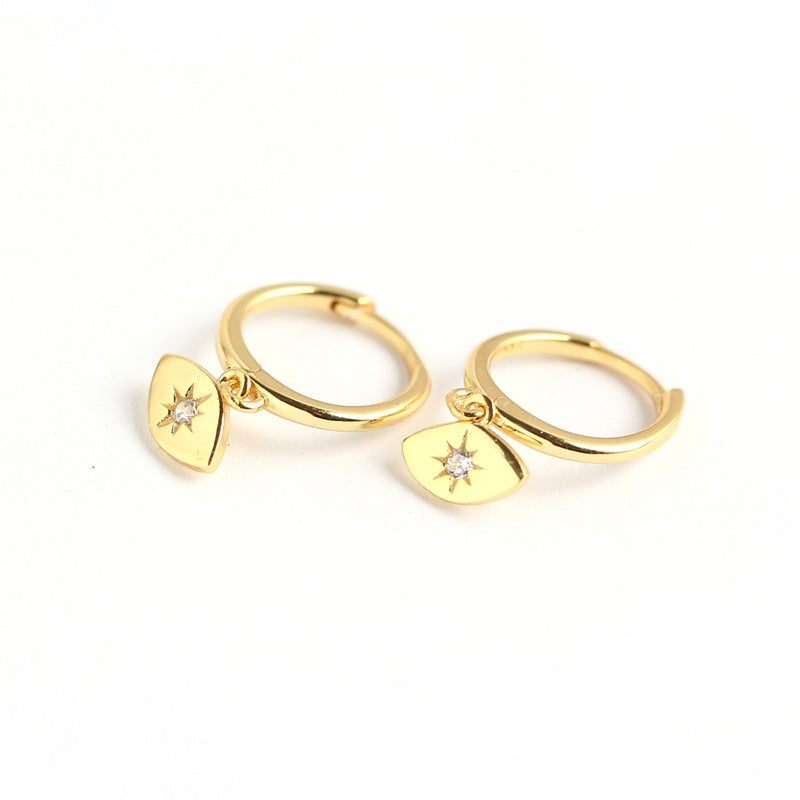Orecchini a Cerchio Minimalisti Unici Occhio Sole in Argento Sterling 925