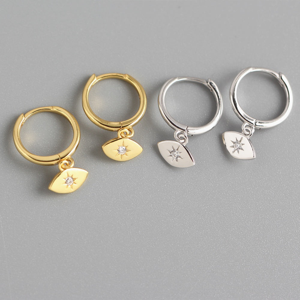 Orecchini a Cerchio Minimalisti Unici Occhio Sole in Argento Sterling 925
