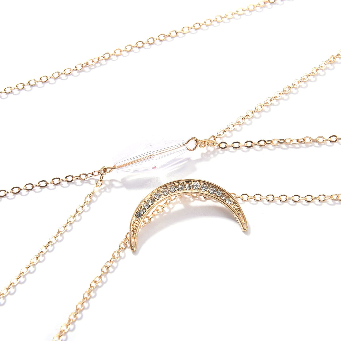 Punk Style Plated Alloy Crescent Pendant Body Chain for Women