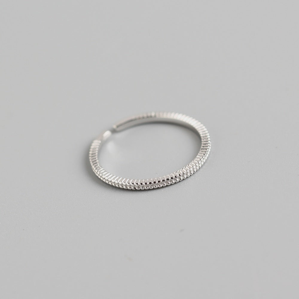 Minimalist 925 Sterling Silver Geometric Polished Ring for Women Adjustable Open Band