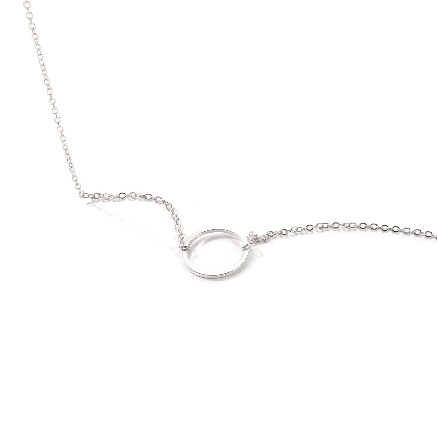 Minimalist Circle Pendant Necklace for Women Alloy Snake Chain Short Clavicle Necklace