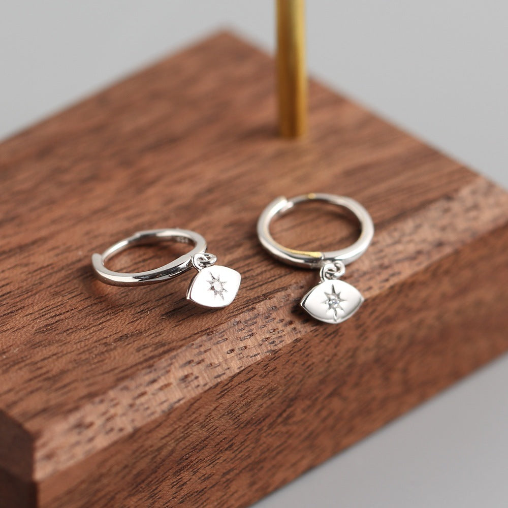 Orecchini a Cerchio Minimalisti Unici Occhio Sole in Argento Sterling 925