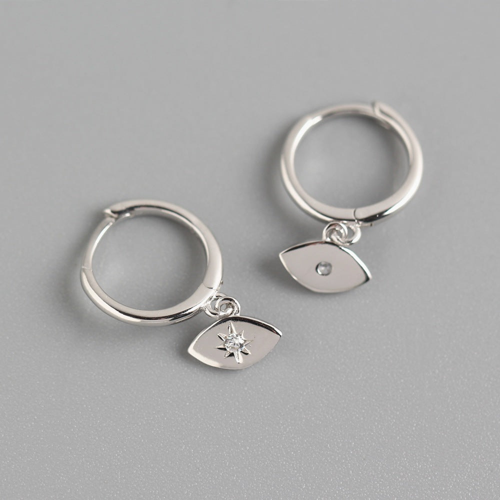 Orecchini a Cerchio Minimalisti Unici Occhio Sole in Argento Sterling 925
