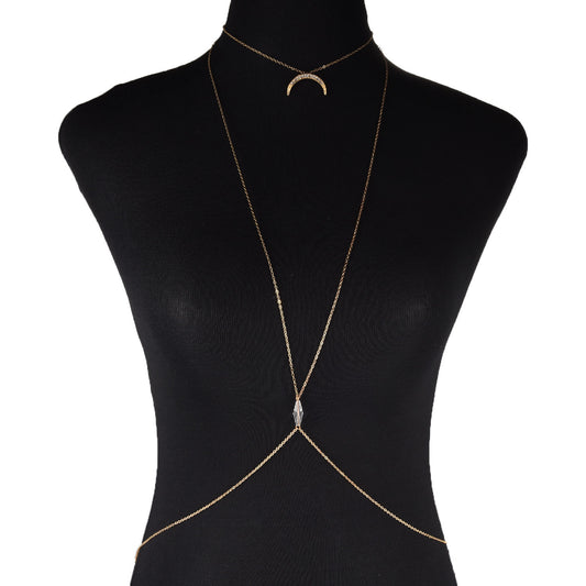 Punk Style Plated Alloy Crescent Pendant Body Chain for Women