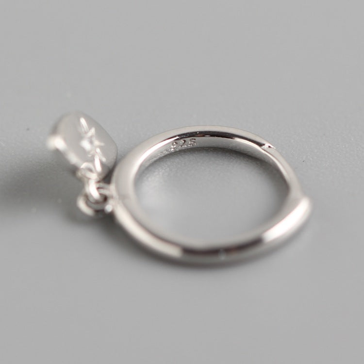 Orecchini a Cerchio Minimalisti Unici Occhio Sole in Argento Sterling 925