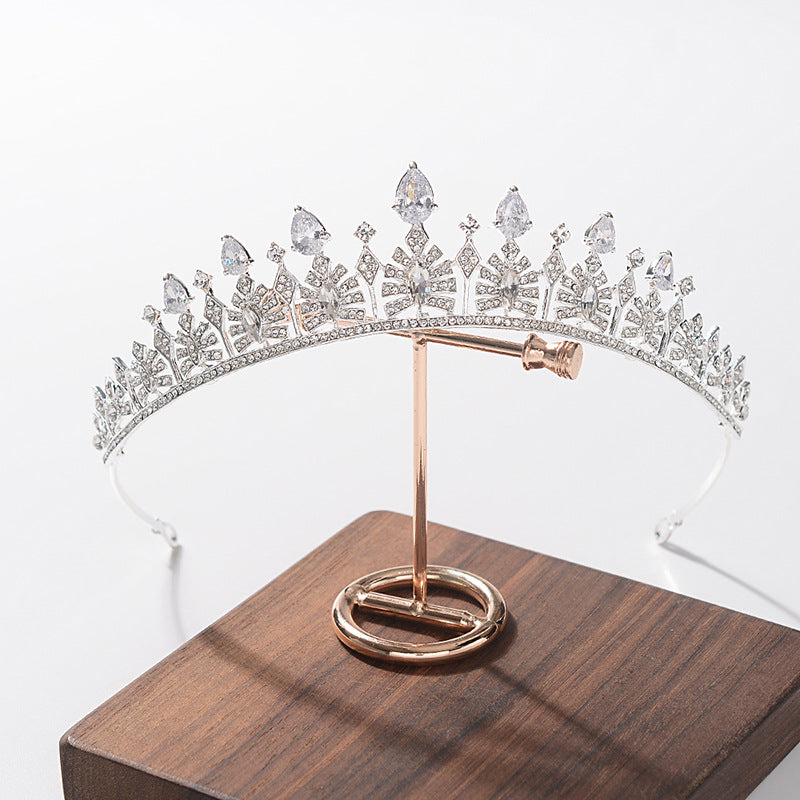 Elegant Cubic Zirconia Inlaid Alloy Geometric Headband for Women Wedding Bridal Hair Accessory