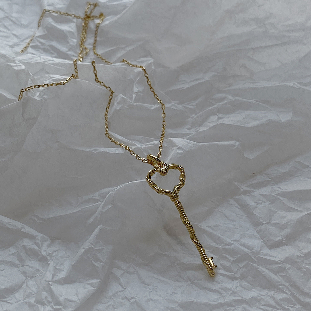 Minimalist Irregular Heart Key 925 Sterling Silver Necklace