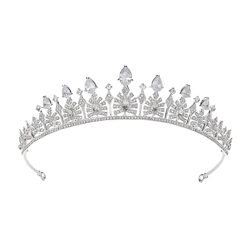 Elegant Cubic Zirconia Inlaid Alloy Geometric Headband for Women Wedding Bridal Hair Accessory