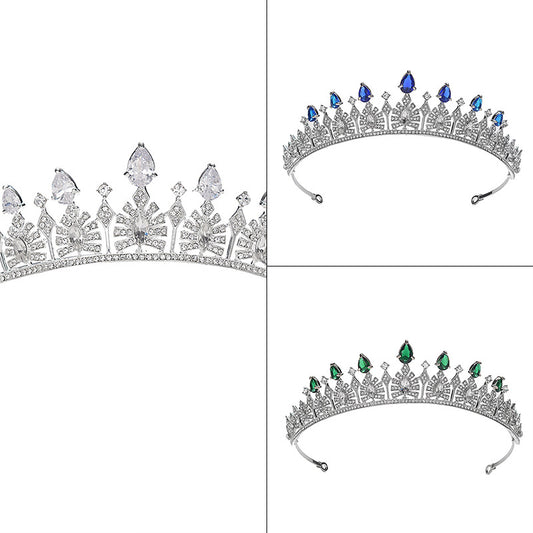 Diadema geométrica de aleación con incrustaciones de circonita cúbica elegante para mujer, accesorio para el pelo de boda nupcial