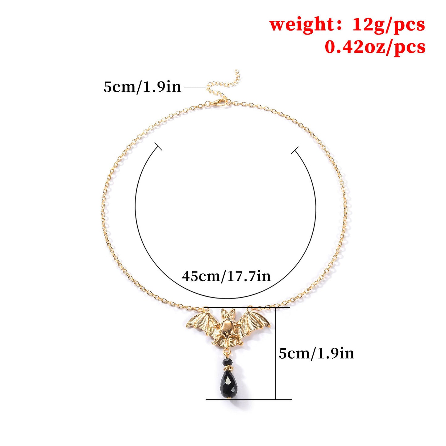 Minimalist Geometric Bat Pendant Necklace for Women Alloy Chain with Rhinestone Accents