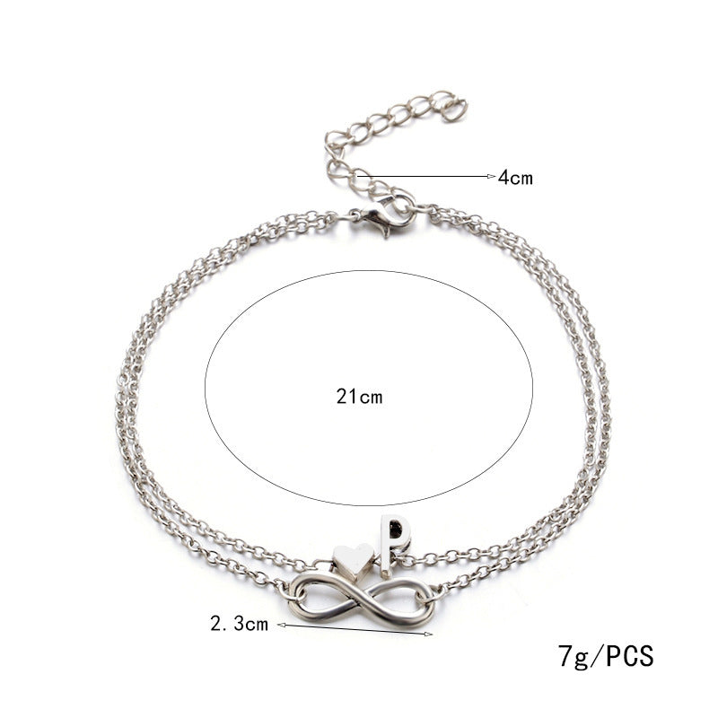 Heart-Shaped Alloy Anklet for Women European Style Fashion Jewelry