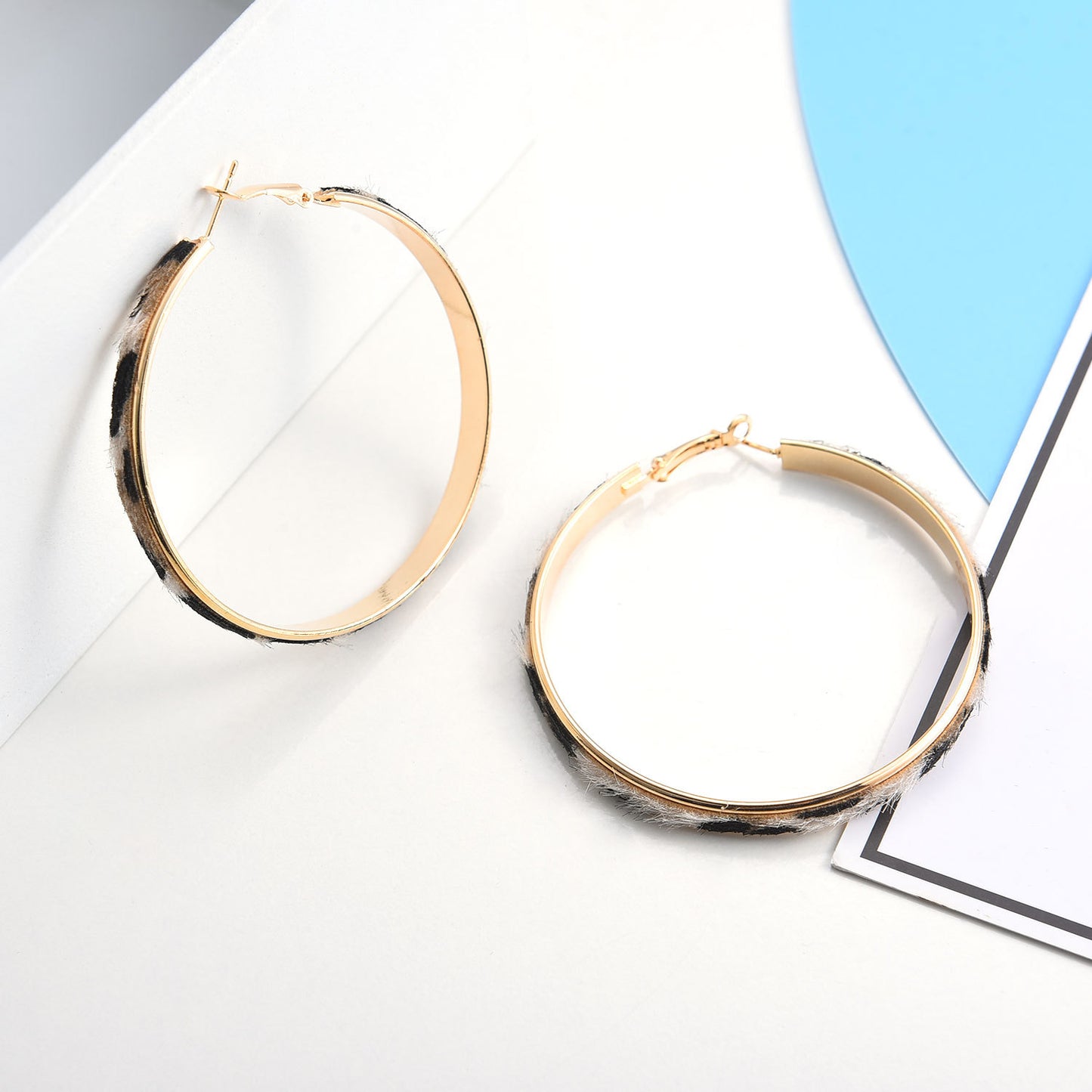 Bohemian Leopard Print Geometric Round Earrings for Women Plated Alloy