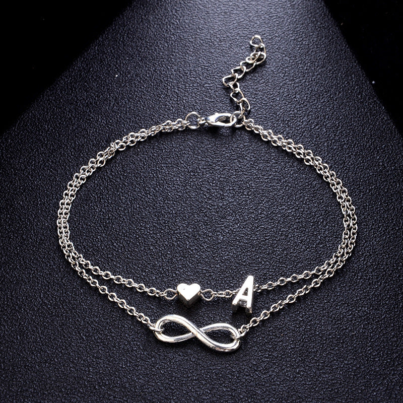 Heart-Shaped Alloy Anklet for Women European Style Fashion Jewelry