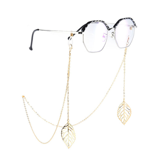 Elegant Leaf and Mask Pendant Alloy Eyeglass Chain for Women