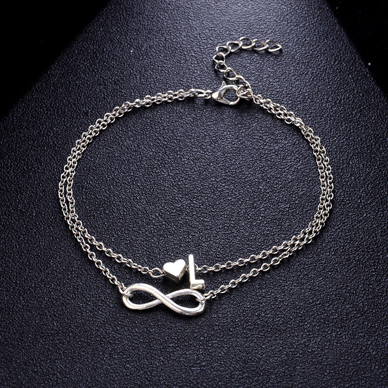 Heart-Shaped Alloy Anklet for Women European Style Fashion Jewelry